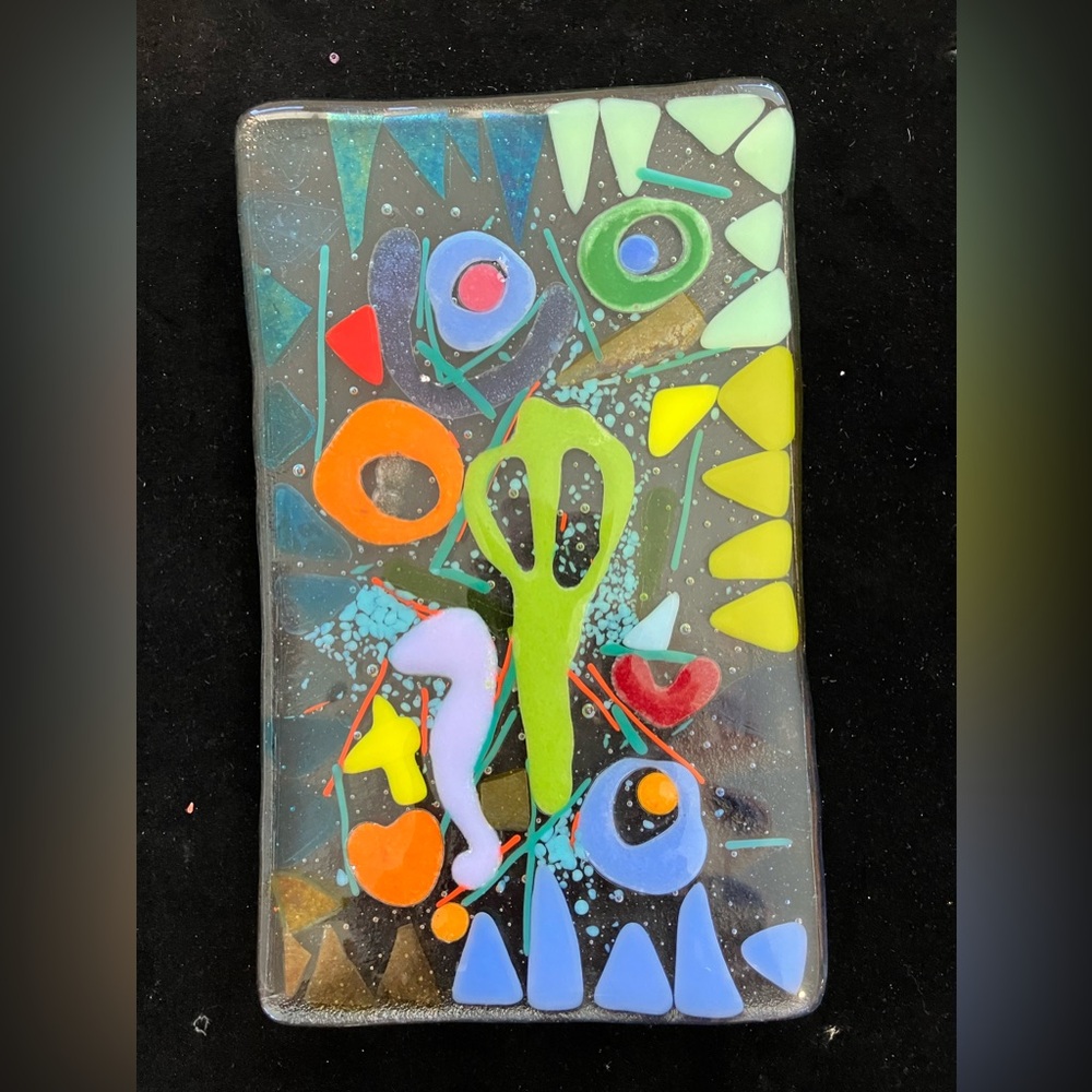 Seashore Memories “Original Fused Art Glass  Handmade  8.5”x5”Rectangul…